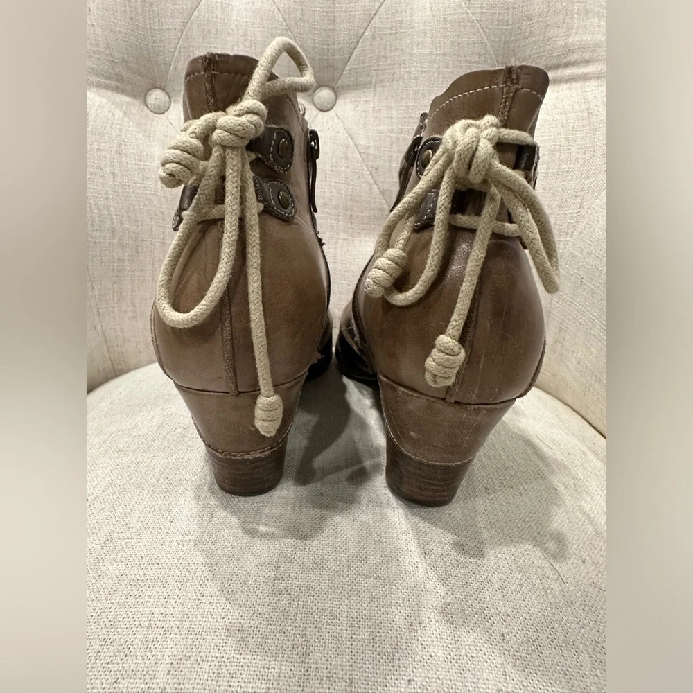 Corkys ELITE Rags Ankle Boots Women Sz 8 Gray/Cashew Leather Fabric Multimedia